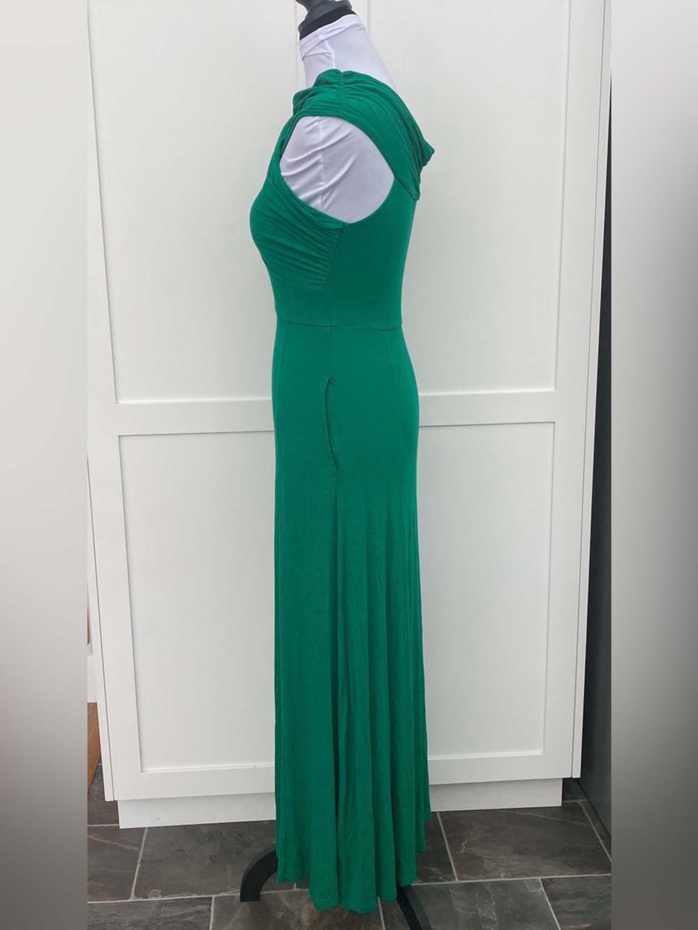 Boden Bardot Kelly Green Crisscross Twist Front Jersey Maxi Dress Viscose Size 4 - Picture 4 of 11